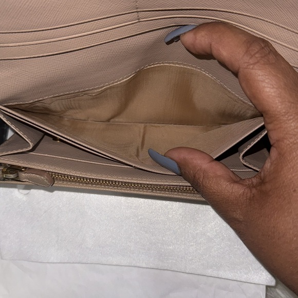 PRADA 1M1349 Saffiano Leather Long Snap Wallet Beige - Picture 13 of 17